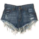 Frayed Hem Threadbare Style Denim Shorts - shorts