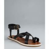 Madison Harding Black Leather 'judd' Strappy Flat Sandals - Women's Flat Sandals